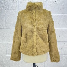 H&M Y2K BROWN FAUX FUR INNER LINED LONG SLEVE BUTTON UP JACKET UK SIZE 12