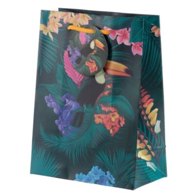 Toucan Party Extra Large Geschenktüte | Aus Karton Mit Griffen & Anhänger | Buntes Design