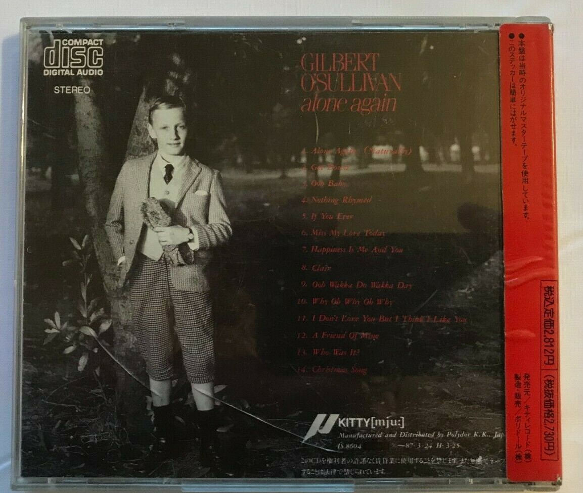 GILBERT O'SULLIVAN alone again CD JAPAN the very best of Sticker