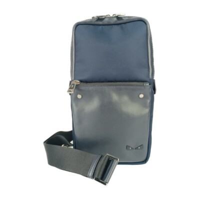 FENDI BodyBag BagBugs OneShoulderBag 7VZ033 Navy Black Nylon Leather Men's  Japan