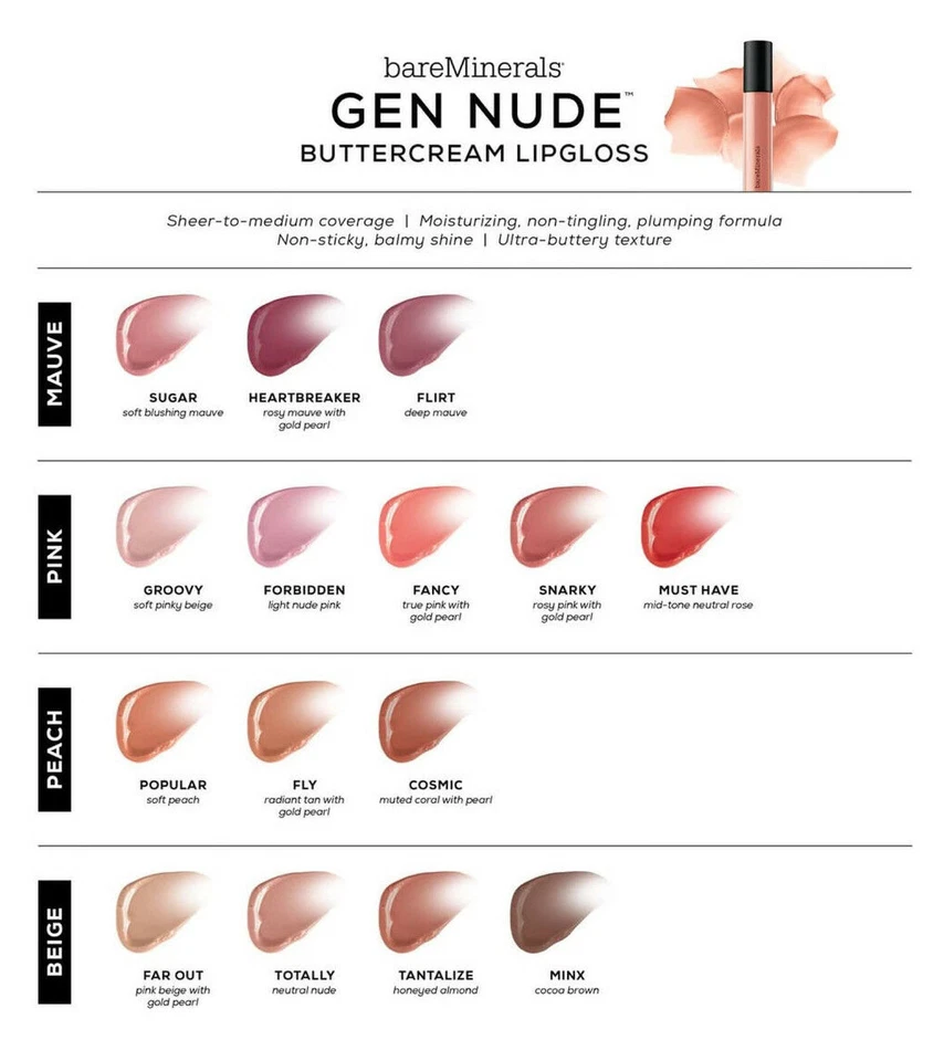 Buttercream Lipgloss bareMinerals GEN NUDE™ - Pick Your Color - Buy 2 Get 1 FREE - Image 2 of 4