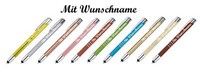 10 Touchpen Kugelschreiber Aus Metall Mit Namensgravur - 10 Verschiedene Farben