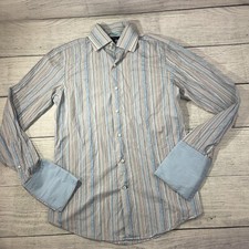 Banana Republic Striped Multi light Colors Button Up Shirt Men  s Sz S 14-14 1/2