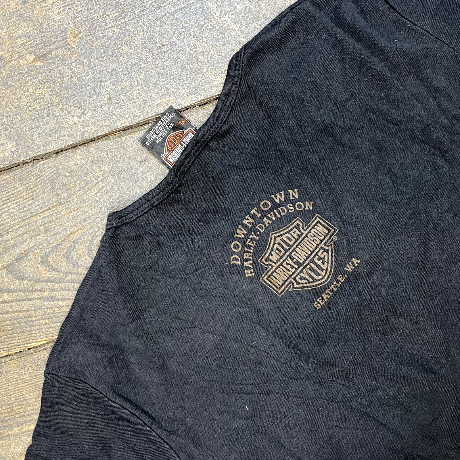 Harley Davidson T-Shirt Y2K Short Sleeve Biker Graphic Tee Black Womens XL image 8