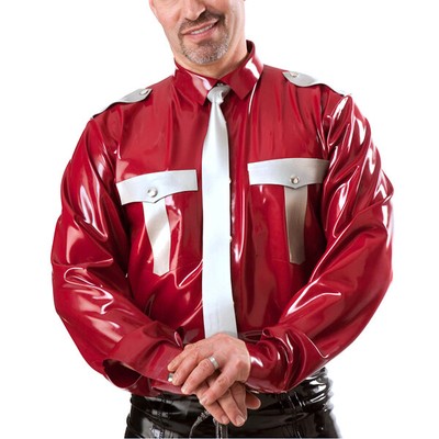 Latex Catsuit Men's Long Sleeves Shirts 