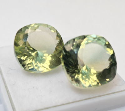Bi-Colour Cushion Cut Tourmaline Natural 7+ Ct Pair For Earring Making Gemstone