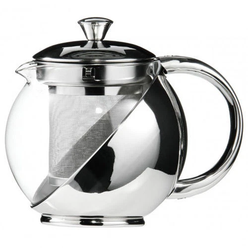 KABALO Modern Stylish Stainless Steel & Glass Teapot & LOOSE TEA LEAF INFUSER TEA POT