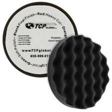 6.5" Black Waffle Final Finishing Grip Foam Polish Pad - DA Hook & Loop Detail