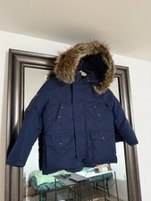 Polo Ralph Lauren Boys Navy Parka Jacket Size 5 Hooded Faux Fur Trim