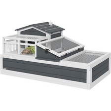 3-Story Tortoise House Habitat with Balcony, Indoor Outdoor Wooden Enclosure