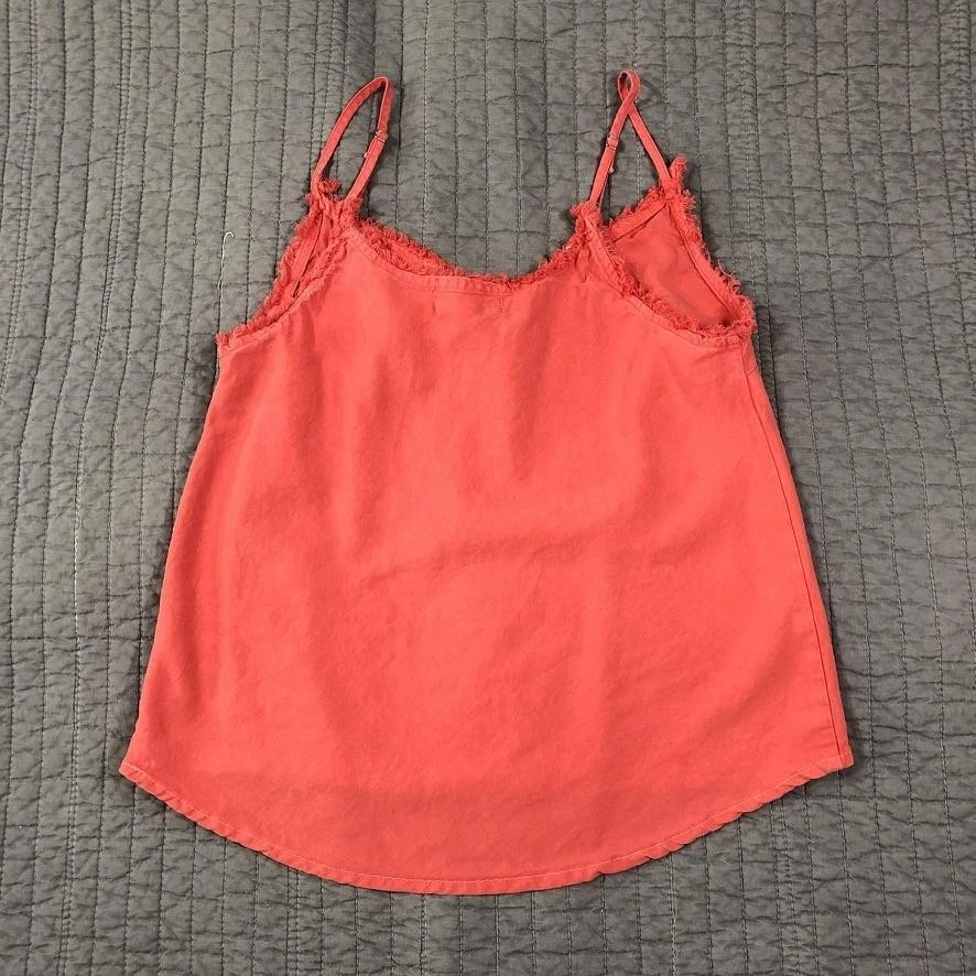 Anthropologie cloth & stone Cami Tank Top Women XS Coral Tencel Raw Hem Neckline - Image 2 of 4