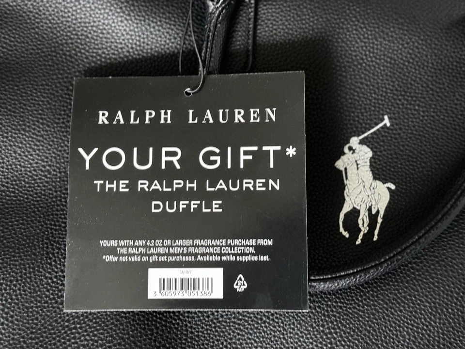 Ralph Lauren Polo Fragancias Negro Imitación Cuero Bolso de Lona Gimnasio Fin de Semana Bolso Nuevo con Etiquetas Foto 3 de 4