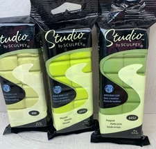 Lot of 3 Studio by Sculpey Oven Baked Clay Green Wasabi 6443 Peapod 6452
