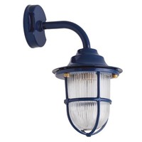 Wandleuchte AußEn Laterne Messing Massiv Glas E27 IP64 H: 31 Cm Blau Lampe