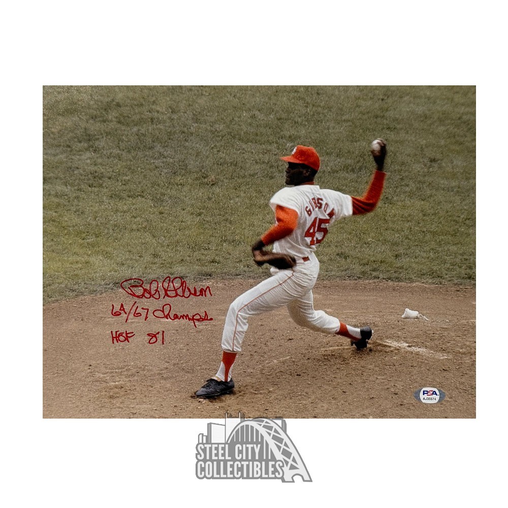Bob Gibson Autographed St. Louis W/ 2 Inscriptions Red Ink 11x14 Photo - PSA/DNA