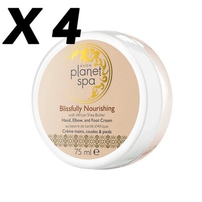 4 x AVON Planet Spa Blissfully Pflegende Hand-, Ellenbogen- & Fußcreme 75 ml Portofrei