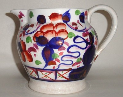 Antique Allertons Milk Pitcher ~ Gaudy Welsh ~ Oyster Pattern ~ 4.5  Jug