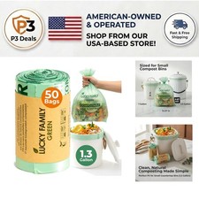 Certified Compostable Kitchen Trash Bags, 1.3 Gallon - 50 Count for Eco Homes