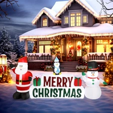Inflatable Christmas Decorations 10FT Merry Christmas Sign Composition Snowman