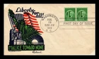 US COVER FOUR FREEDOMS FDC SCOTT 908 WWII PATRIOTIC STAEHLE FLEETWOOD