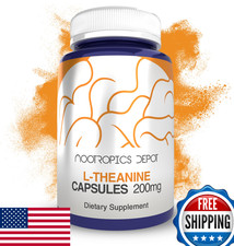 Nootropics Depot L-Theanine Capsules 200mg 180 Count  Promotes Relaxation  S
