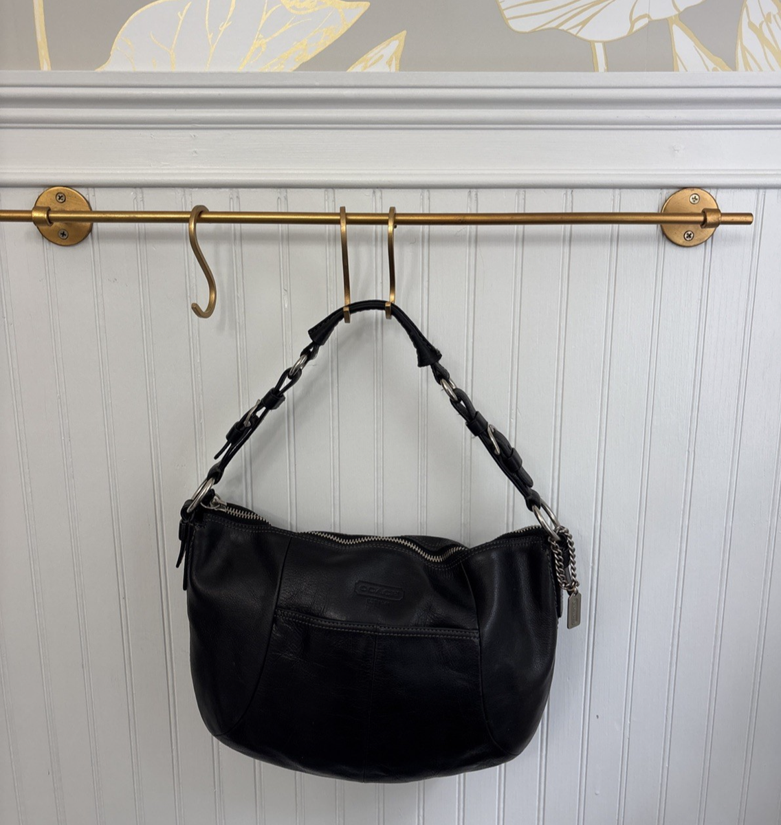 Vintage | Coach Soho Hobo Shoulder Bag Black H0882-12683 Silver