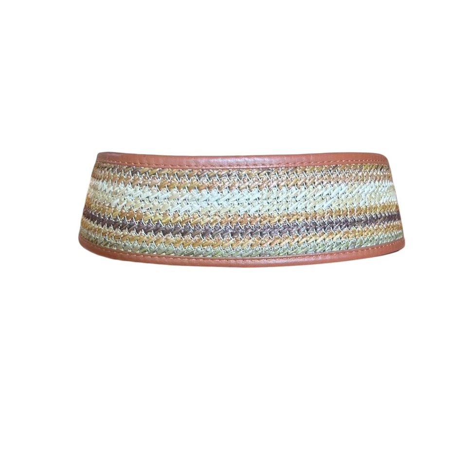 Cinto espartilho largo de couro tecido fivela dupla crocodilo em relevo bronzeado feminino - Imagem 3 de 4