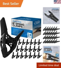 Ergonomic 24-Pack Black 6-Inch Spring Clamps - Ideal for Photography & Projects