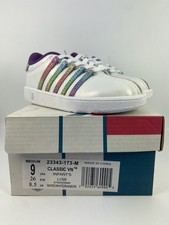 23343-173-M Infant Size 9 K-Swiss Classic VN Low -White/White/Rainbow-NIB