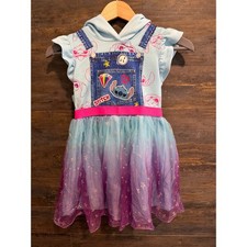 Disney Lilo Stitch Girls Hooded Tulle Star Dress Blue Purple Ombre 6/6X SD4132