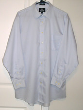 STAFFORD MENS SUPER SHIRT WRINKLE FREE 16.5 32-33 LIGHT BLUE 100 COTTON TWILL