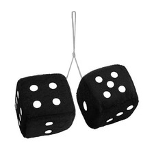 Custom Vagway Fuzzy Dice Car Mirror- Pair Of Black Hanging Dice- Plush Stylish V