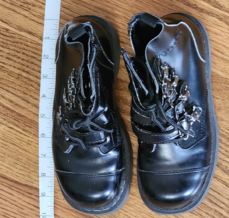 Anarchic by TUK Womens Size 6 Black Leather Combat Boots w/Buckles Goth Punk - Image 3 of 4