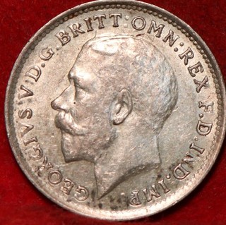 1918 Great Britain 3 Pence Silver Foreign Coin