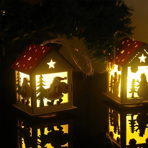 Christmas Glowing Cabin Wooden Pendant Luminous Lamp Lantern Decoration Ideas - Picture 7 of 12