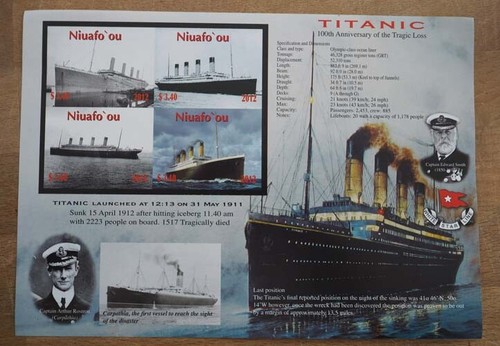 2012 Niuafo'ou Insel; 50 Klb. Titanic ungezähnt, MiNr. 469/73, **/MNH, ME 1100,- - Imagen 2 de 2