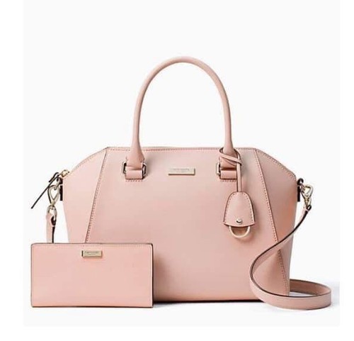 Kate Spade Tilden Place Pippa Leather Satchel + Matching Wallet In Warm Vellum