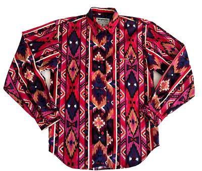 VTG Wrangler Authentic Western Shirt Womens Small Retro Aztec