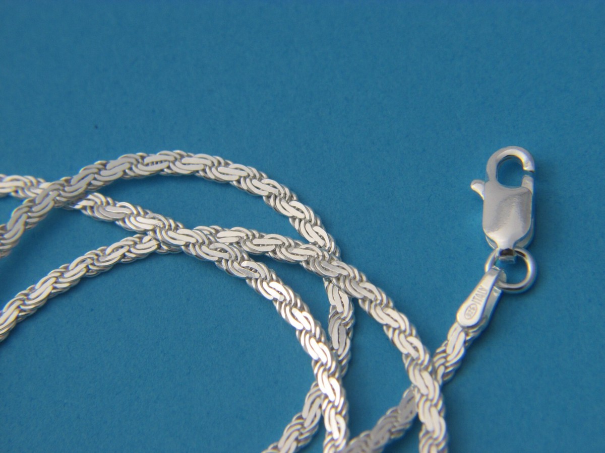 Solid 925 Sterling Silver 2.5mm flat rope chain necklace