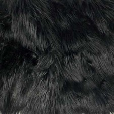 Black Solid Shaggy Long Hair Pile Faux Fur
