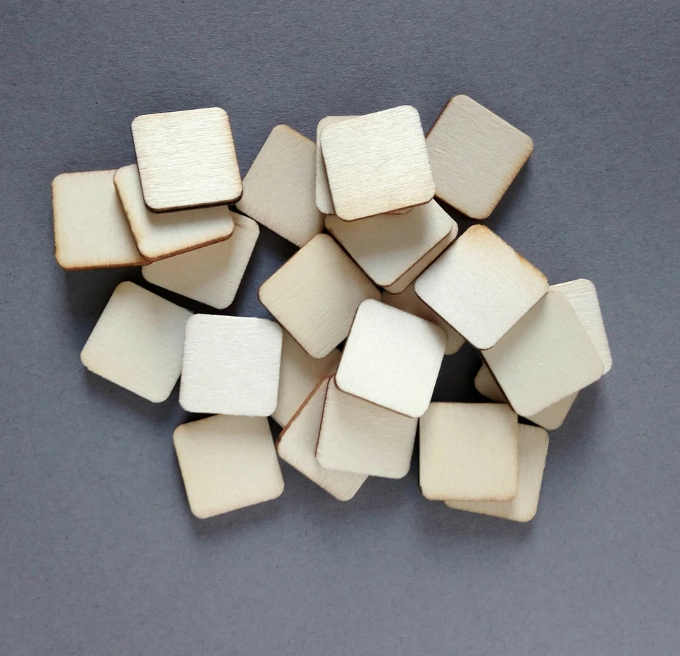 Square Blank Tokens Counters Wooden Tiles Board Games RPG & Tabletop Chits Parts - Image 4 of 4