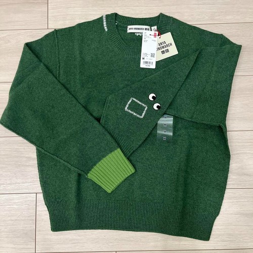 UNIQLO ANYA HINDMARCH Premium Lamb Crew Neck Sweater Green Japan Size M