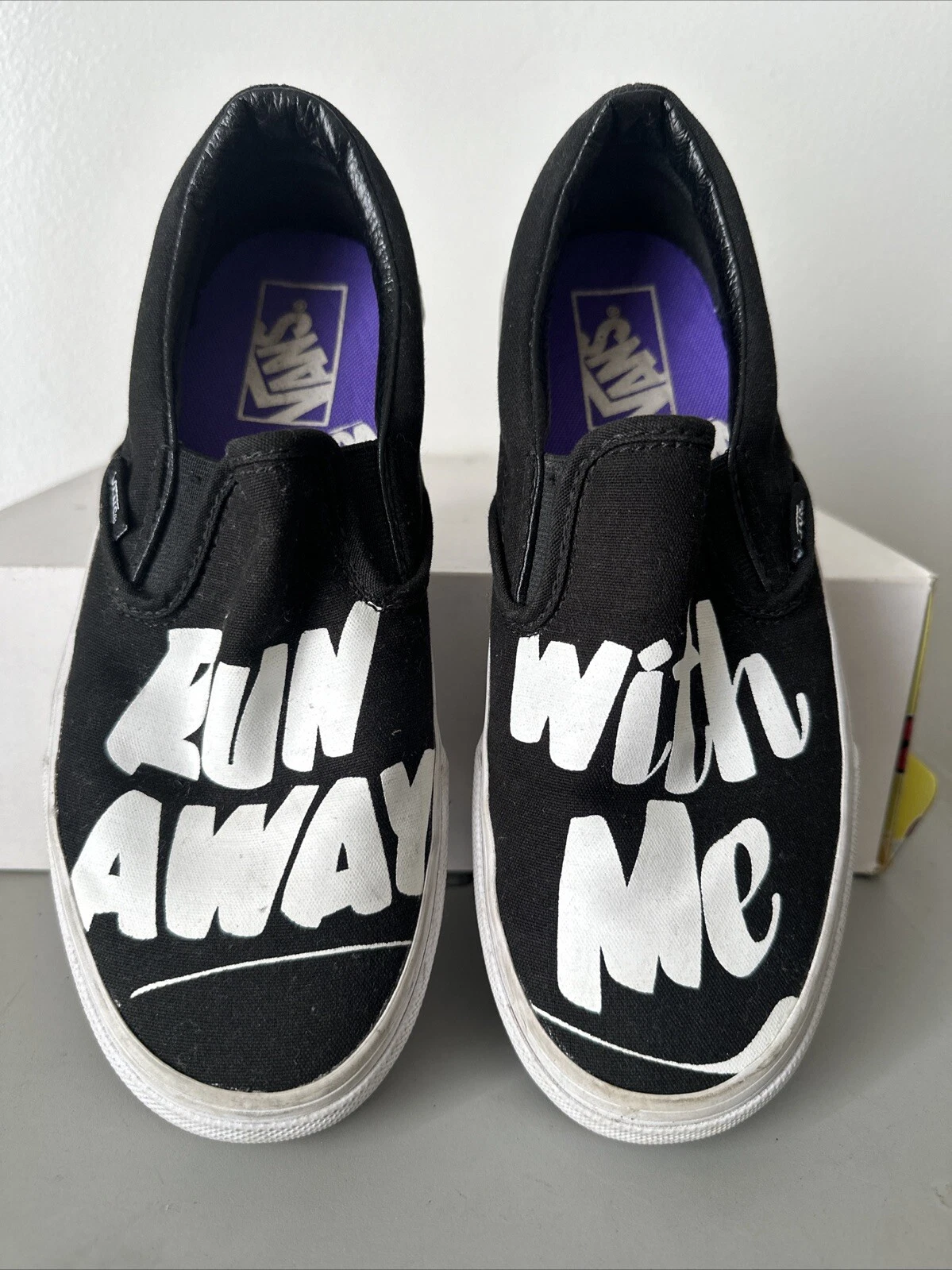 Scarpa Vans unisex classica slip on Baron Von fantasia in nero bianco