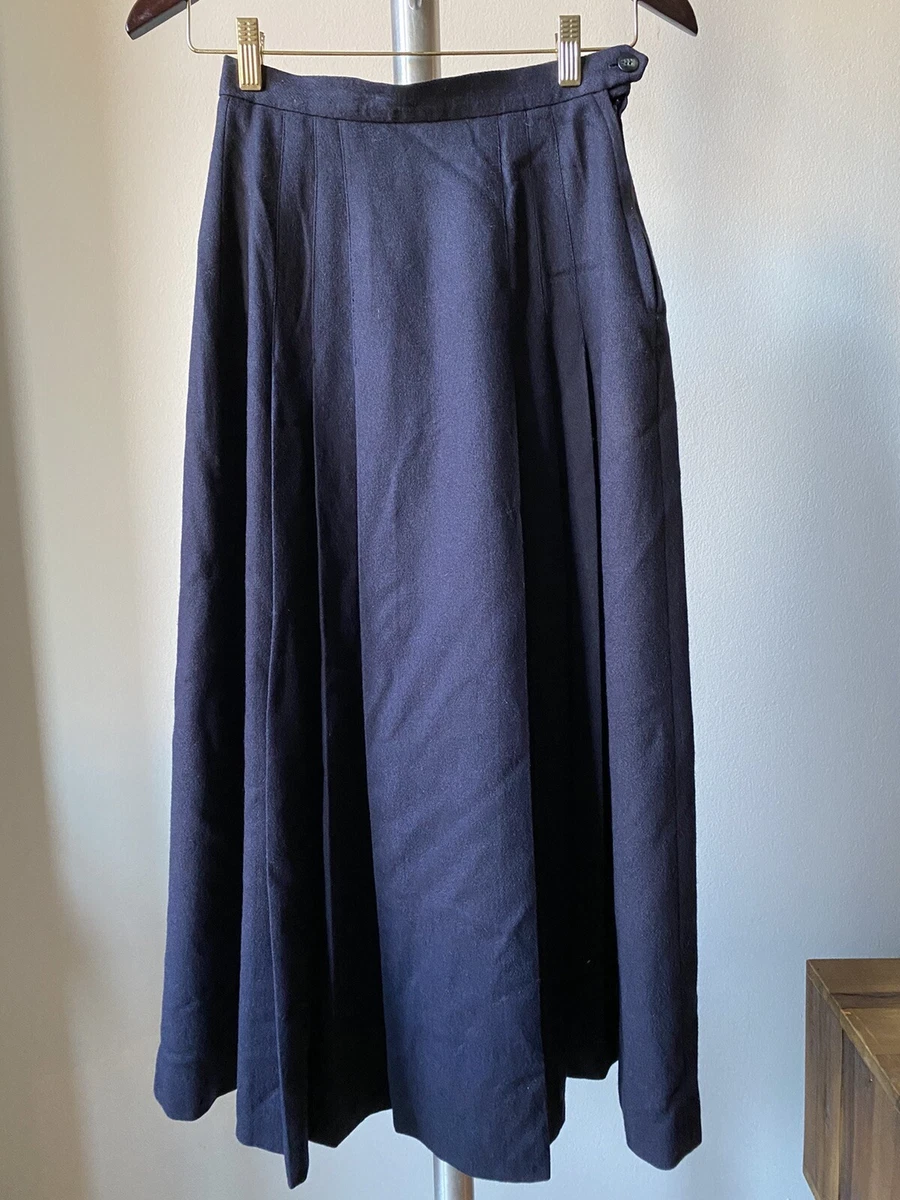 Long navy wool skirt cheap