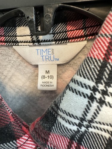 Camisa Time and Tru para mujer M roja negra con botones cuello de lana de franela usada - Imagen 3 de 10