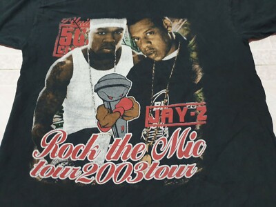 Rare 2003 Jay Z 50 Cent Roc The Mic Tour T Shirt Rare Rap Tee VTG 