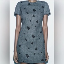 Women's Zara Dress, Size XS Gray with Black Embellishments