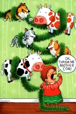 Funny Merry Christmas Collie Collies Cow Cows Decorate Hallmark Greeting Card