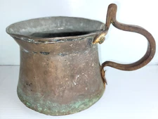 Antique French Primitive Hand Forge Hammer Dovetale Copper Wrought Iron Pan Pale