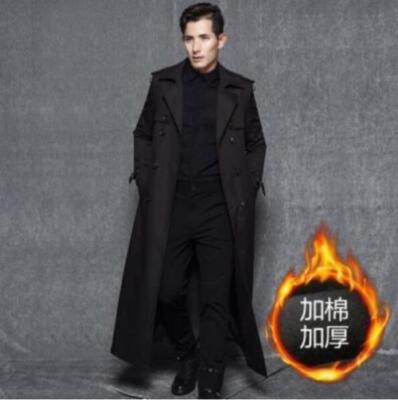 Men's Lapel Collar Double-breasted Full Length Trench Long Coats